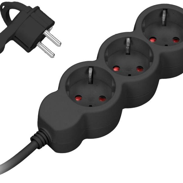 Extensão Tripla (3 mts) - Preto