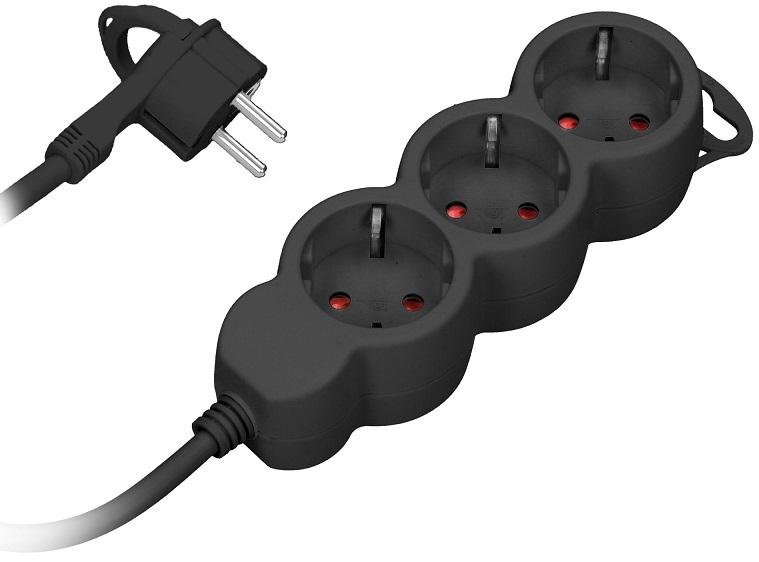 Extensão Tripla (3 mts) - Preto