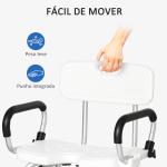 Cadeira para Duche Antiderrapante com Altura Ajustável de 6 Níveis e Apoio para os Braços Regulável 54x52x70 - 82cm Branco