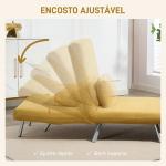 Sofá Cama de 1 Lugar Dobrável Estofado em Tecido Amarelo Mesclado com Encosto Ajustável em 5 Níveis 80x75x83 cm