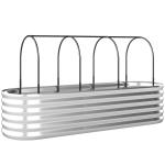 Caixa de Plantio Grande com Cobertura de Estufa e Rede Fundo Aberto para Jardim Terraço 200x60x103 cm Prateado