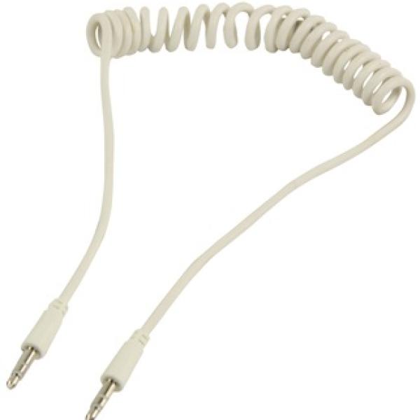 Cabo Espiral Jack 3,5mm M. + Jack 3,5mm M. Stereo (Branco) - 1 metro