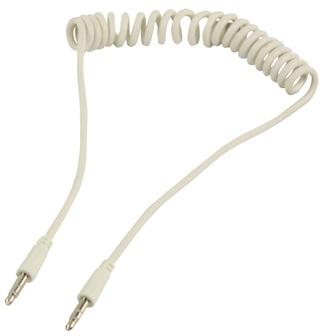 Cabo Espiral Jack 3,5mm M. + Jack 3,5mm M. Stereo (Branco) - 1 metro