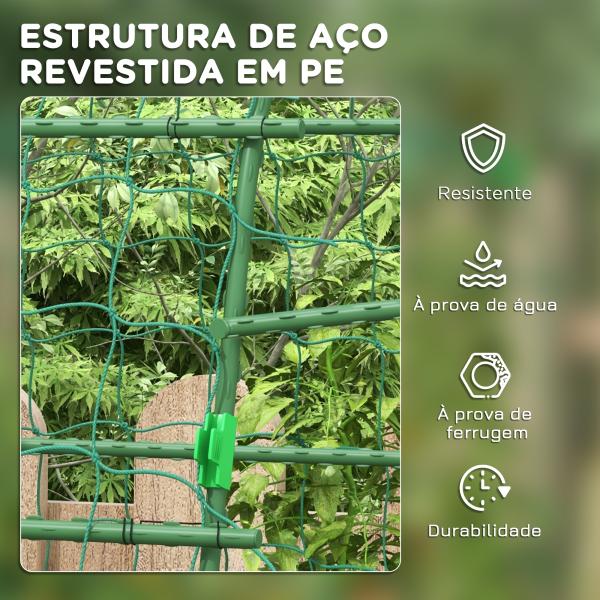 Arco para Plantas Trepadeiras 206 cm Estrutura de Jardim para Plantas Trepadoras ao Ar Livre com Estrutura de Aço Verde
