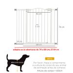 Barreira de Segurança para Cães com Largura Ajustável 74 - 94 cm e Extensão para Escadas e Portas Branco