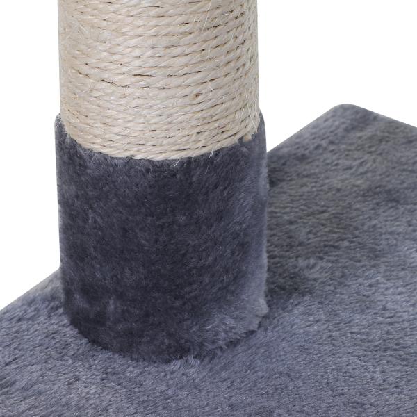 Árvore Arranhador para Gatos Torre para Gatos 50x36x70 cm com Rede Plataforma Poste de Sisal e Bola Suspensa Cinza