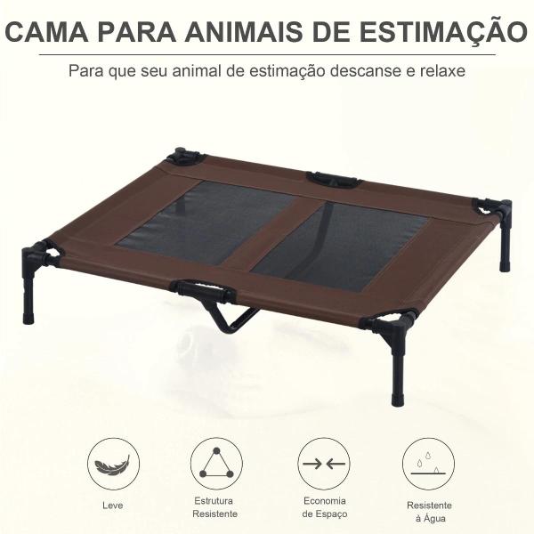 Cama Elevada para Cães Cama de Animais de Estimação com Malha Transpirável e Tecido Oxford para Exterior Interior Ar Livre Jardim Terraço 92x76x18cm Marrom