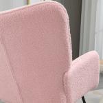 Poltrona Baloiço em Borrego com Oscilação de 40° Pés de Madeira de Faia e Estrutura de Aço 71x98x101 cm Rosa
