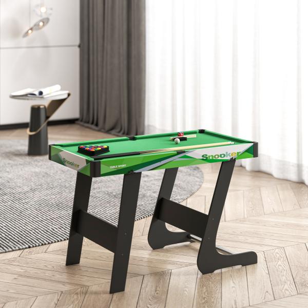 Mesa de Bilhar Dobrável com Acessórios Inclui 16 Bolas 2 Tacos Giz Triângulo e Escova 104x55,5x68 cm Verde