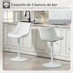 Conjunto de 2 Bancos de Bar Bancos Altos de Cozinha Giratórios com Altura Ajustável e Couro Sintético 47,5x54x92 - 110 cm Branco