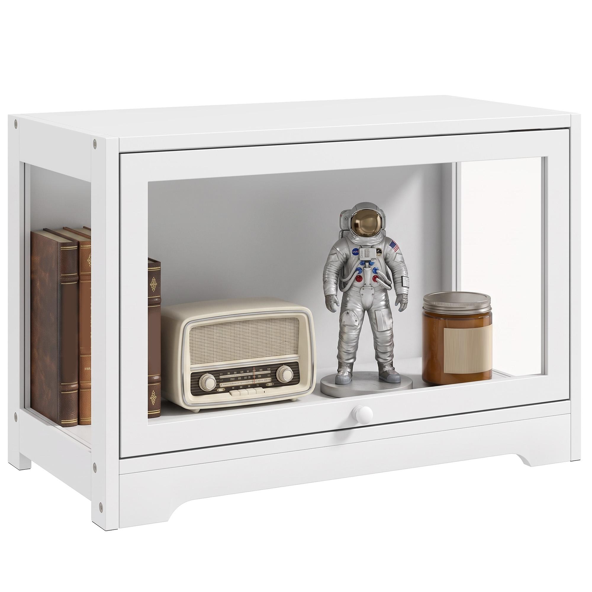 Vitrine Expositora para Coleções com Porta Acrílica Elevatória Deslizante para Figuras Decorativas 59x30x40 cm Branco