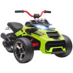 Quadricilo Elétrico para Crianças 12V com 2 Motores Velocidade até 5 km/h 3 Rodas Faróis Buzina Música 113x74x63 cm Verde