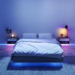 Conjunto de 2 Mesas de Cabeceira Flutuantes com Luzes LED RGB Controlo por APP e Prateleira Aberta 37x32x21 cm Madeira e Branco