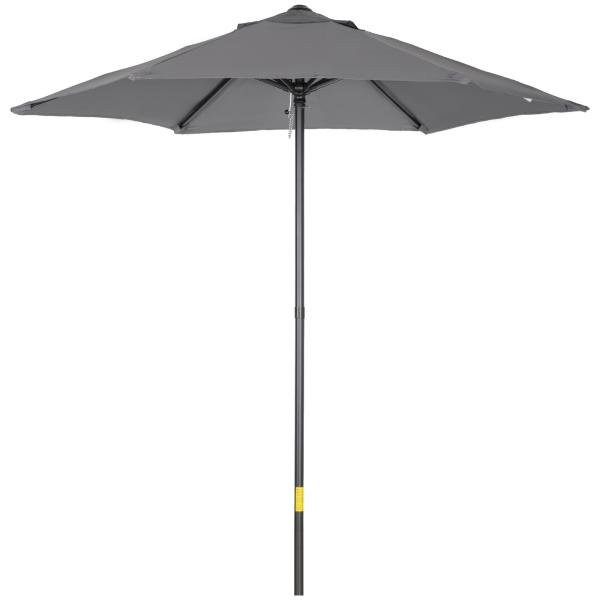 Chapéu de Sol para Terraço Exterior com Cobertura Ventilada e Mastro Desmontável de Alumínio para Jardim e Pátio Cinzento Escuro