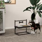 Comedouro Elevado para Cães com 2 Tigelas Altura Ajustável e 1 Peça de Metal com Formato de Osso 40,5x22x39 cm Preto