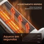 Aquecedor Elétrico Cerâmico PTC 2000 W com 4 Modos, Comando à Distância e Proteção contra Sobreaquecimento e Queda