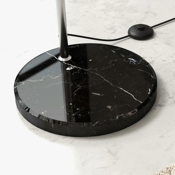 Candeeiro de Pé em Forma de Arco com Altura e Comprimento Ajustáveis com Interruptor de Pé 110 - 115x30x170 - 180 cm Prata e Preto