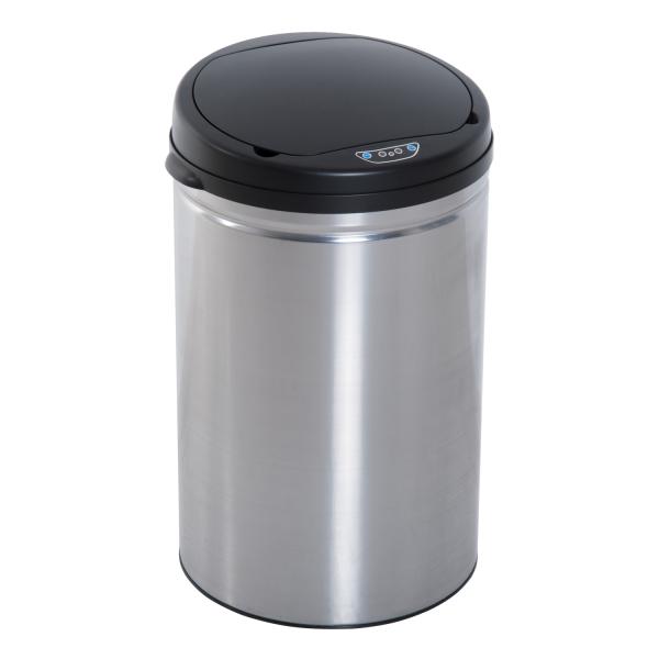 Balde de Lixo Inteligente de Aço Inoxidável 30L com Sensor Infravermelho de Abertura Automática Ø30,5x51,5cm Prata e Preto