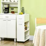 Carrinho de Cozinha com 1 Gaveta e 2 Prateleiras Abertas Carrinho de Cozinha Auxiliar cm Rodas 25x50x85cm Branco