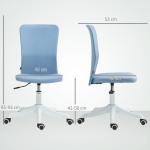 Cadeira de Escritório sem Apoio para os Braços Estofada em Linho Sintético com Altura Ajustável 53x43x85 - 93 cm Azul