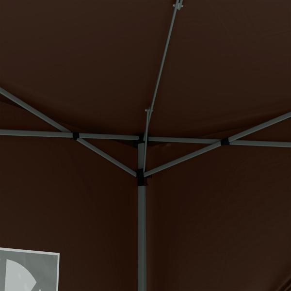 Tenda de Jardim com Paredes Laterais Amovíveis Janelas Porta com Fecho de Correr e Bolsa de Transporte 295x295x196 - 258 cm Café