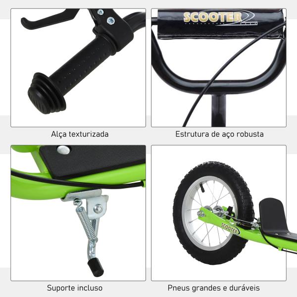 Trotinete com 2 pneus infláveis ​​para crianças acima de 5 anos de altura ajustável