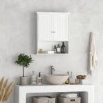 Armário Casa de Banho com 2 Portas Prateleira Interior Ajustável e Compartimento Aberto Móvel Auxiliar Suspenso Multiúso para Cozinha 60x20x70,5cm Branco