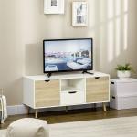 Móvel de TV com Gaveta para Televisores de até 50 Polegadas Aparador de Sala de Estar 110x40x50cm Branco e Madeira