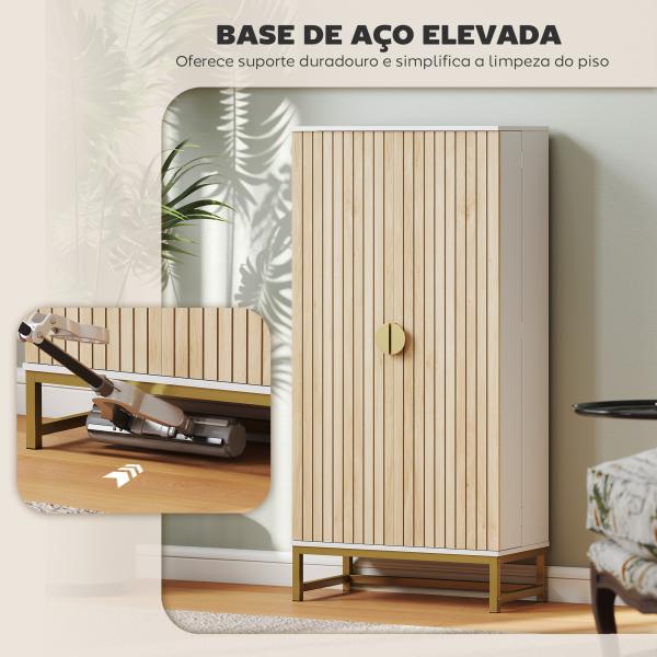 Armário de Cozinha com 2 Portas e 12 Compartimentos Design Moderno com 5 Prateleiras Ajustáveis Branco