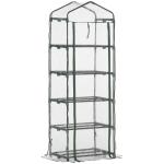 Estufa de Jardim Vertical 69x49x193cm com 5 Prateleiras Estufa para Plantas e Cultivos com Cobertura Transparente e Verde de PVC e Aço Preto