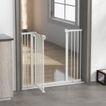 Barreira de Segurança para Cães 74 - 100 cm com Extensões, Montagem por Pressão e Duplo Bloqueio, Branco