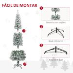 Árvore de Natal 180 cm Árvore de Natal Artificial Nevado com 492 Ramos e Suporte de Metal Verde e Branco