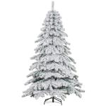 Árvore de Natal Ø116x180 cm Neve Artificial com 627 Pontas de PVC Base Dobrável e Suporte de Metal Decoração de Natal Verde e Branco