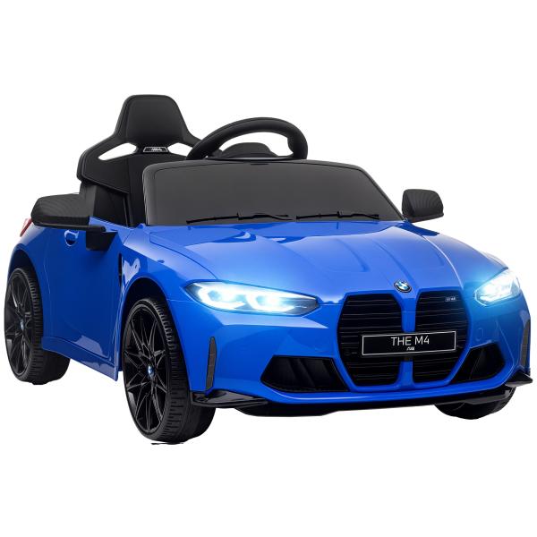 Carro Elétrico para Crianças BMW M4 12V com Controlo Remoto Faróis Buzina Música e Velocidade 3 - 5 km/h 108x69,5x51 cm Azul