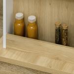 Ilha de Cozinha para 4 Pessoas com 4 Portas, Compartimentos Abertos e Prateleira Ajustável 110x70x75,5 cm Carvalho e Branco
