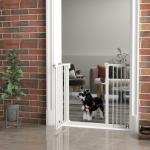 Barreira de Segurança para Cães 74 - 94 cm com Extensão, Montagem por Pressão e Bloqueio Duplo, Branco