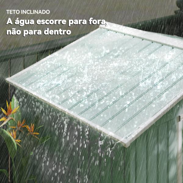 Abrigo de Jardim 213x130x185cm Abrigo de Jardim Metálico de Exterior com 2 Portas Deslizantes e 4 Janelas Verde Claro