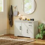 Aparador com 3 Portas Moderno para Sala de Estar com 2 Gavetas Prateleira Ajustável 120x38x79 cm Branco com Efeito Madeira