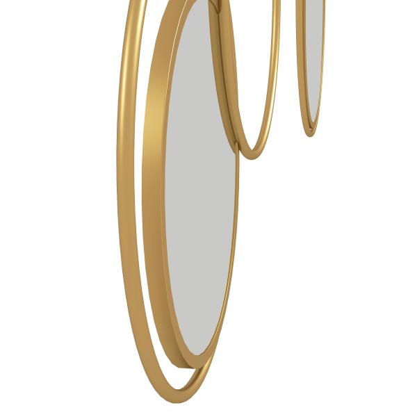 Espelho Decorativo de Parede em Metal 3D Decoração de Parede Metálica com 4 Espelhos Redondos para Corredor 110x68 cm Dourado