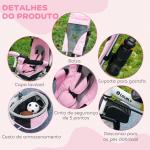 Triciclo para Bebés Evolutivo com Capota Dobrável Guiador Telescópico e Removível Bolsa e Porta - Garrafas 102x49x102 cm Rosa