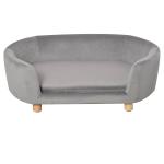 Sofá para Cães Pequenos com Pés de Madeira Almofada Removível e Capa Lavável 86x55x33 cm Cinzento Claro
