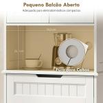 Armário Despenseiro de Cozinha 172 cm com Bancada Aberta, 4 Portas, Gaveta e 2 Prateleiras Ajustáveis, Branco