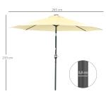 Chapéu de Sol Exterior para Terraço, Ø265 cm, Guarda - sol de Jardim com 32 Luzes LED Solares, Poste de Aço e Manivela de Guarda - sol Inclinável, para Pátio, Terraço, Bege