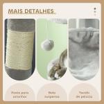 Arranhador para Gatos com Postes Arranhadores de Sisal Cova Plataformas e Bolas Suspensas 65x30x104 cm Cinzento Claro