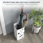 Suporte para Guarda - Chuvas com 4 Ganchos e Bandeja de Gotejamento Amovível Porta Guarda - Chuvas 15,5x15,5x41 cm Branco