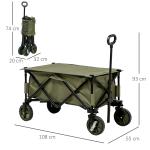Carrinho Dobrável de com Rodas com Guiador Bancada Dobrável 5 Bolsas de Armazenamento 108x55x93cm Verde Escuro