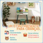Mesa e Cadeira para Crianças com Prateleira para Livros Secretária para Crianças acima de 3 Anos Verde