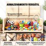 Baú de Armazenamento Exterior em Madeira 172 L com Tampa Articulada Resistente às Intempéries para Jardim Madeira