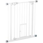 Barreira de Segurança para Cães Animais de Estimação 74 - 80cm para Escadas Portas e Corredor com Porta com Fechamento Automático e Sistema de Duplo Bloqueio Altura 76,2cm Branco