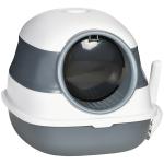 Caixa de Areia para Gatos Dobrável Caixa de Areia para Gatos Fechada com Pá 52x41x38 cm Branco e Cinza